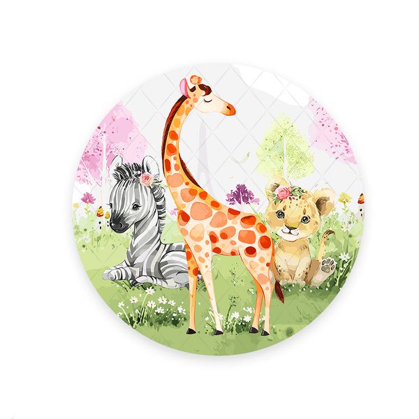 Capa Painel Redondo Sublimados Tema Safari 1071