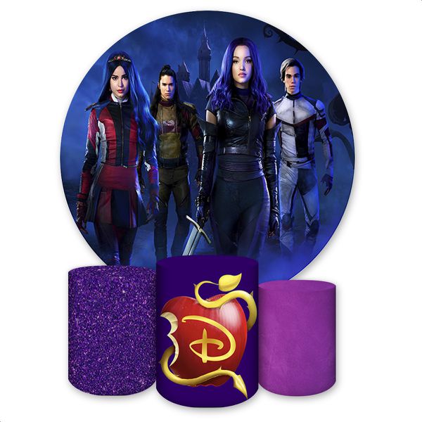 Capa Painel + Trio Capas Cilindros Sublimados Tema Descendentes 1184