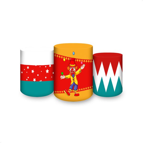 Trio Capas Cilindros Sublimados Tema Circo 17