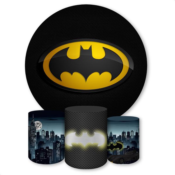 Capa Painel + Trio Capas Cilindros Sublimados Tema Batman 1254