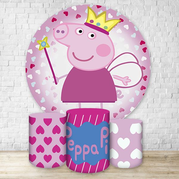 Capa Painel + Trio Capas Cilindros Sublimados Tema Peppa Pig 1273