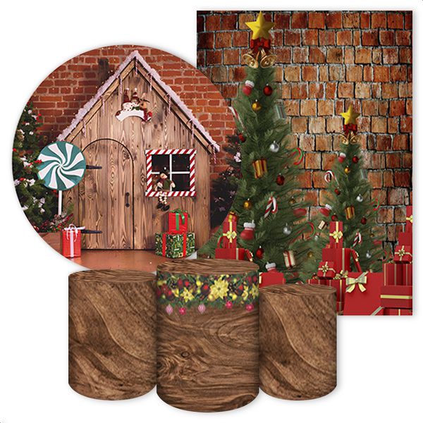Kit 5 Peças Capa Redonda + Capa Retangular + Trio Capas Cilindros Sublimados Tema Natal 158