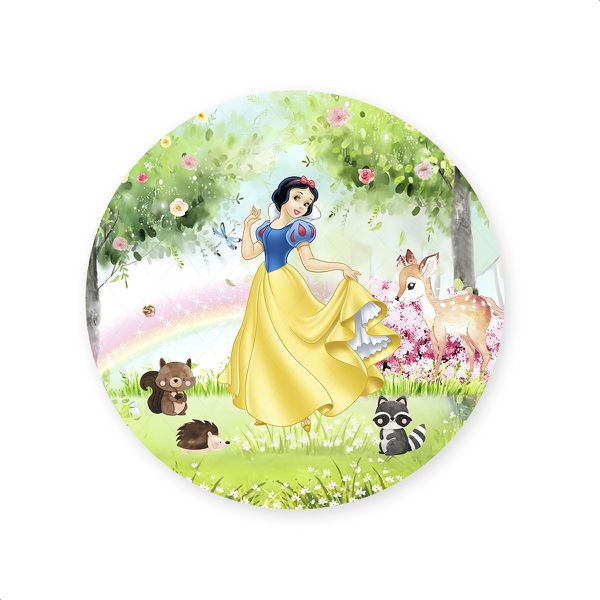 Capa Painel Redondo Sublimados Tema Branca De Neve 245