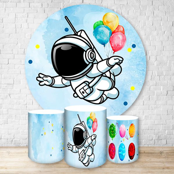 Capa Painel + Trio Capas Cilindros Sublimados Tema Astronauta 344
