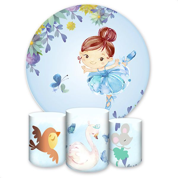 Capa Painel + Trio Capas Cilindros Sublimados Tema Bailarina 819