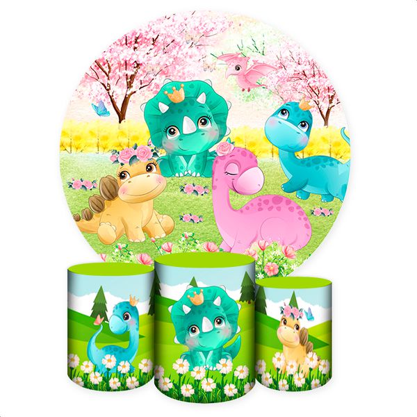Capa Painel + Trio Capas Cilindros Sublimados Tema Dino Baby 1158