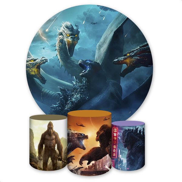 Capa Painel + Trio Capas Cilindros Sublimados Tema Goodzila 11