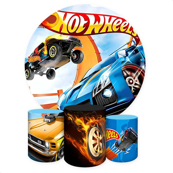 Capa Painel + Trio Capas Cilindros Sublimados Tema Hotwheels 136 