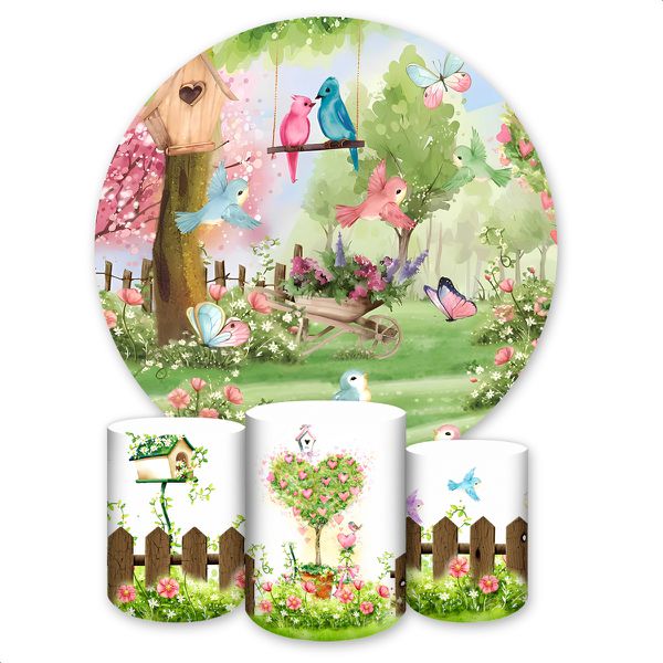 Capa Painel + Trio Capas Cilindros Sublimados Tema Jardim 1550