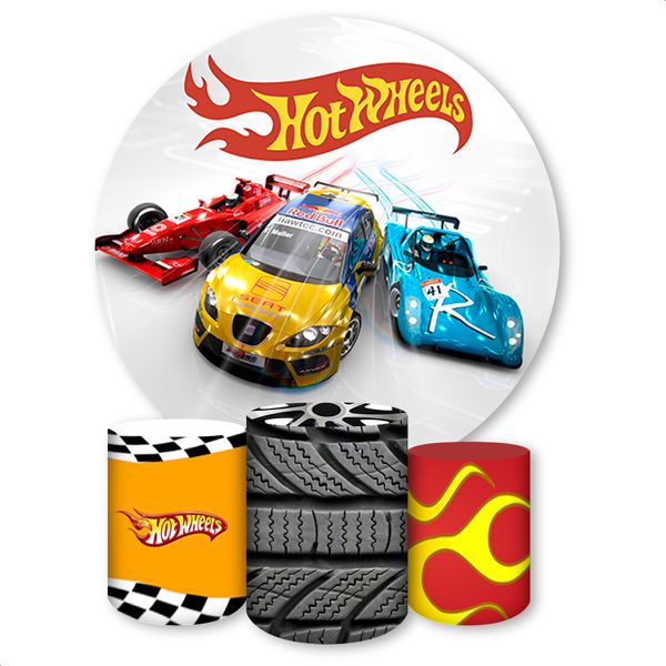 Capa Painel + Trio Capas Cilindros Sublimados Tema Hotwheels 1606