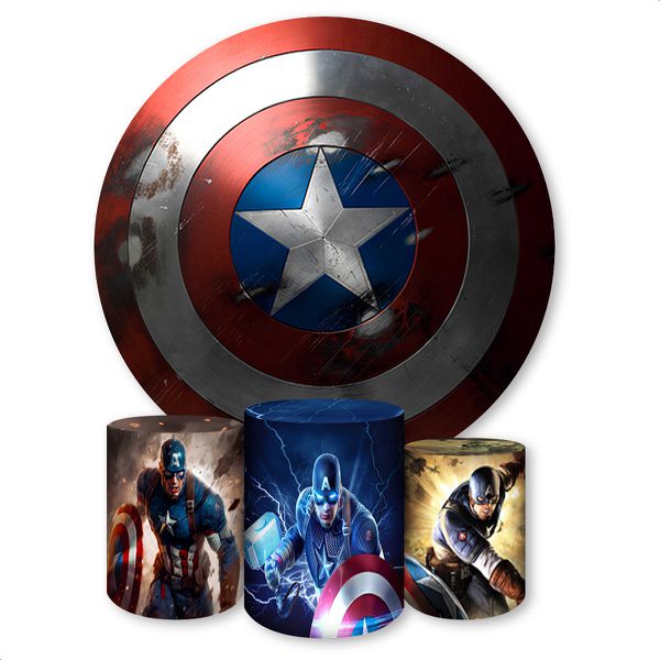 Capa Painel + Trio Capas Cilindros Sublimados Tema Capitão América 216