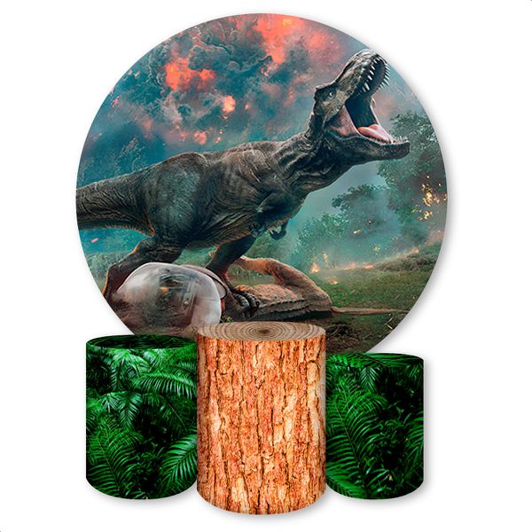 Capa Painel + Trio Capas Cilindros Sublimados Tema Dinossauro 407