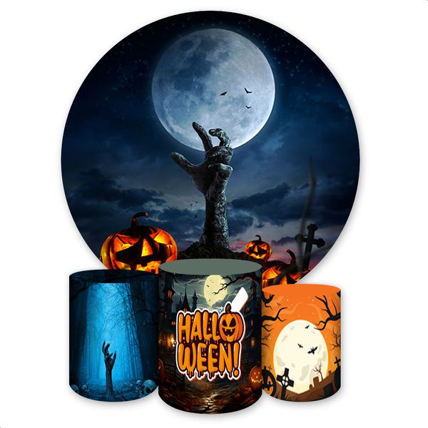 Capa Painel + Trio Capas Cilindros Sublimados Tema Halloween 480