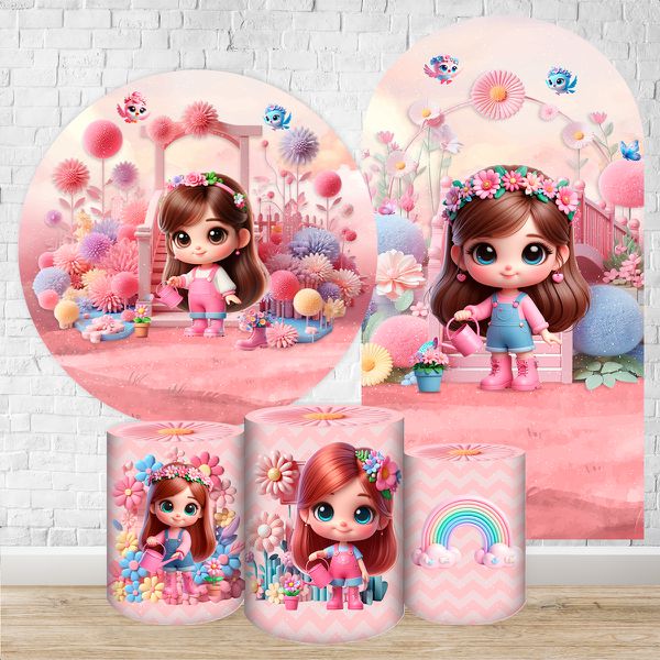 Kit 5 peças Capa Romano Veste Fácil+ Capa Redonda+ Trio Capas Cilindro Sublimados Tema Jardim Cute Rosinha 2216