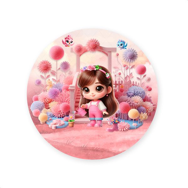 Capa Painel Redondo Sublimados Tema Jardim Cute Rosinha 2216