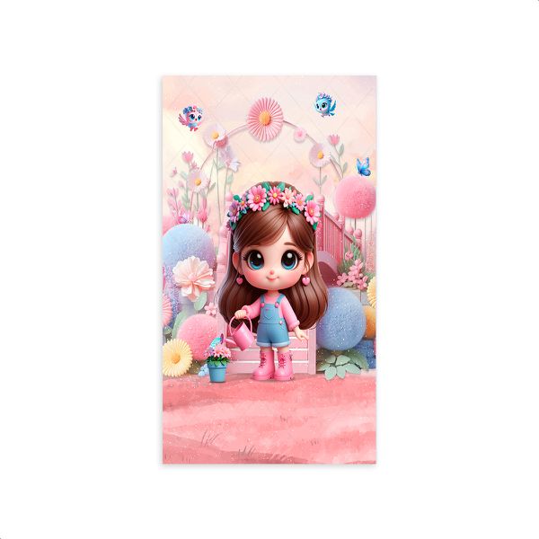 Capa Painel Retangular Sublimado Tema Jardim Cute Rosinha 2216