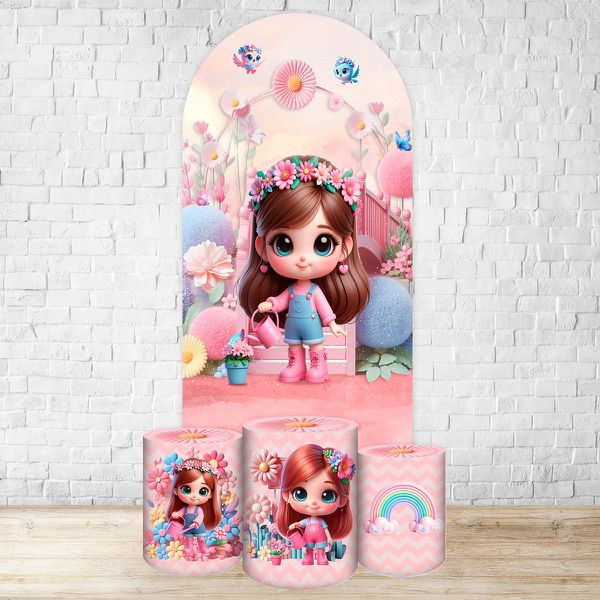 Capa Painel Romano Veste fácil + 3 Capas Cilindros Tema Jardim Cute Rosinha 2216