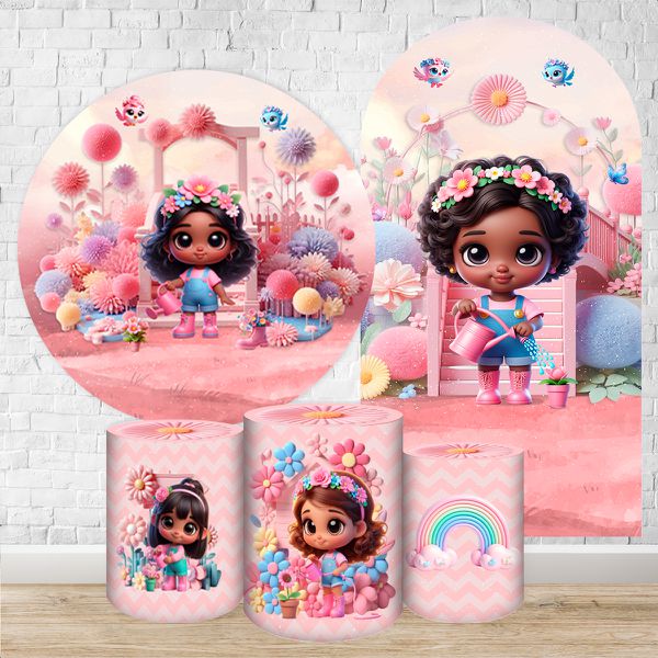Kit 5 peças Capa Romano Veste Fácil+ Capa Redonda+ Trio Capas Cilindro Sublimados Tema Jardim Cute Rosinha 2217