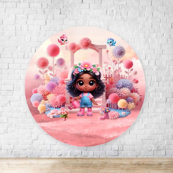Capa Painel Redondo Sublimados Tema Jardim Cute Rosinha 2217
