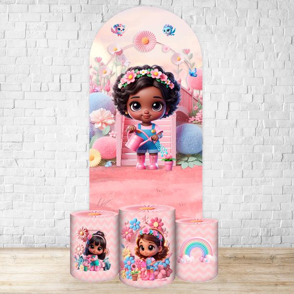Capa Painel Romano Veste fácil + 3 Capas Cilindros Tema Jardim Cute Rosinha 2217