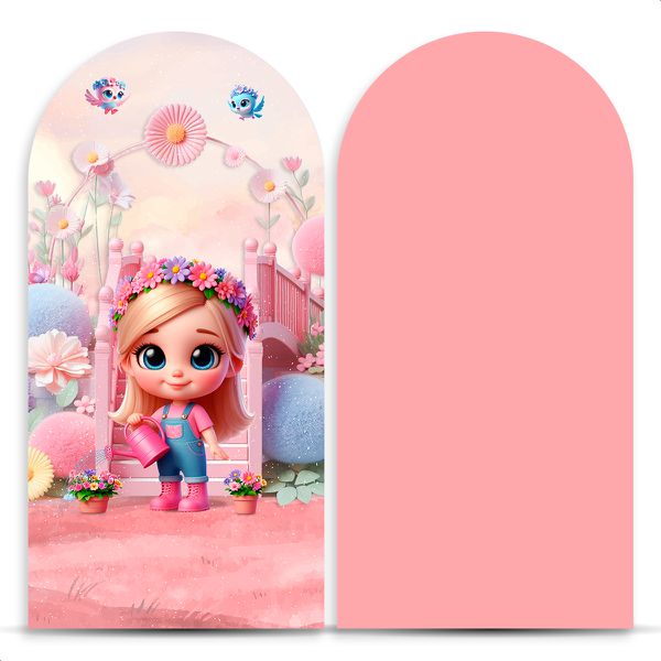 Capa Painel Romano Sublimado Tema Jardim Cute Rosinha Loira 2218