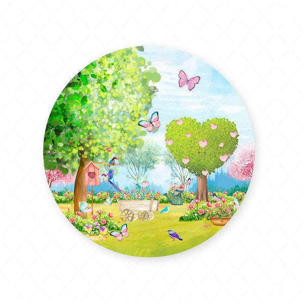 Capa Painel Redondo Sublimados Tema Jardim 1105