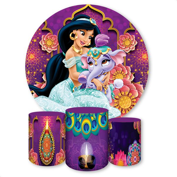Capa Painel + Trio Capas Cilindros Sublimados Tema Jasmine 915