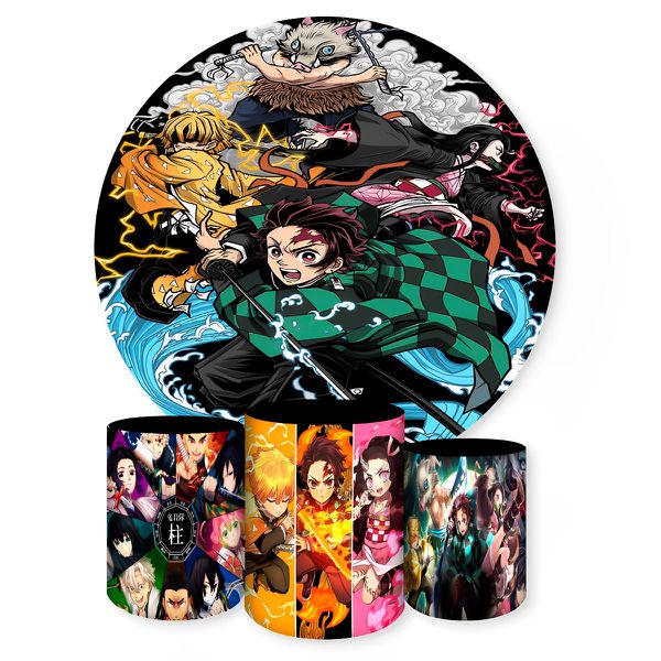 Capa Painel + Trio Capas Cilindros Sublimados Tema Kimetsu No Yaiba 1509