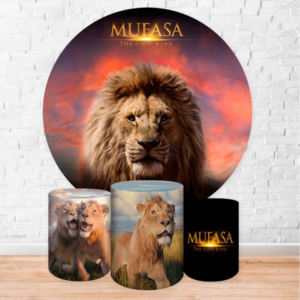 Capa Painel + Trio Capas Cilindros Sublimados Tema Mufasa 2254