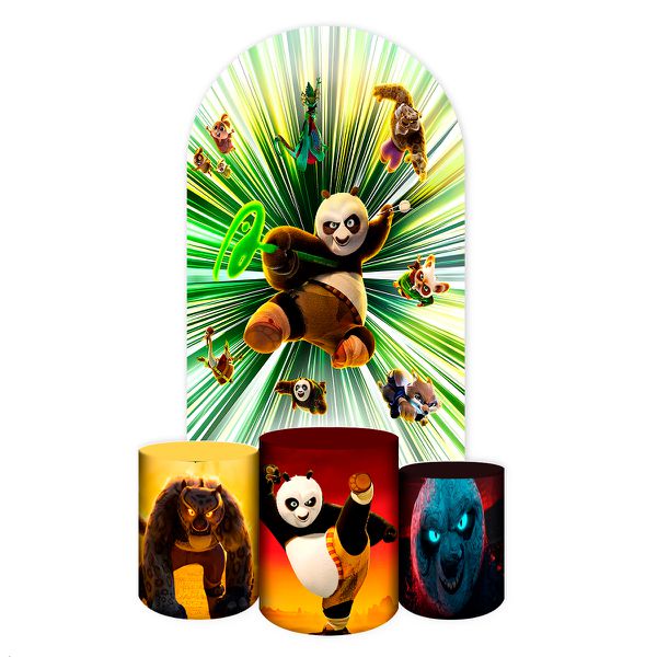 Capa Painel Romano Veste fácil + 3 Capas Cilindros Tema Kung Fu Panda