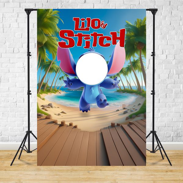 Capa Painel Interativo Para Fotos Vazado Tema Lilo e Stitch 5094