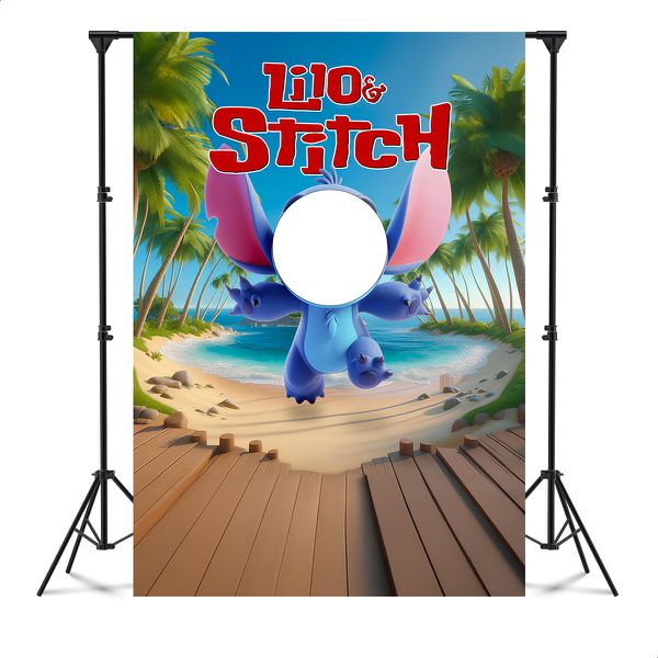 Capa Painel Interativo Para Fotos Vazado Tema Lilo e Stitch 5094