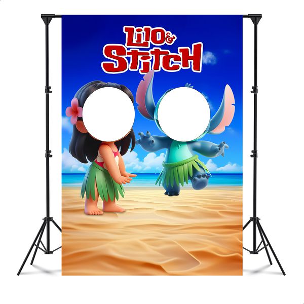 Capa Painel Interativo Para Fotos Vazado Tema Lilo e Stitch 5096