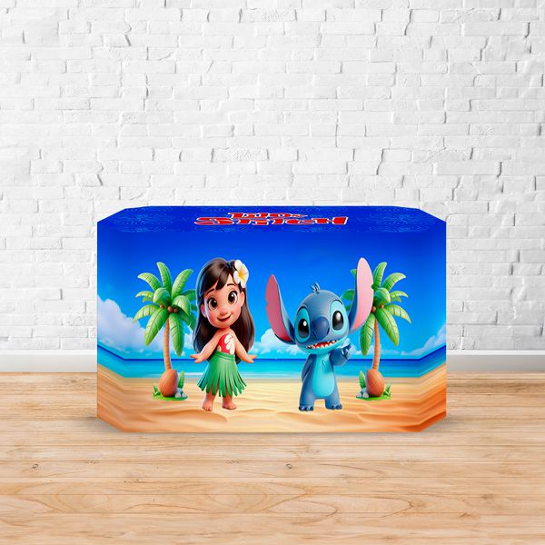 Capa Decorativa para 2 Mesas Quadrada Sublimada Tema Lilo e stitch 5096