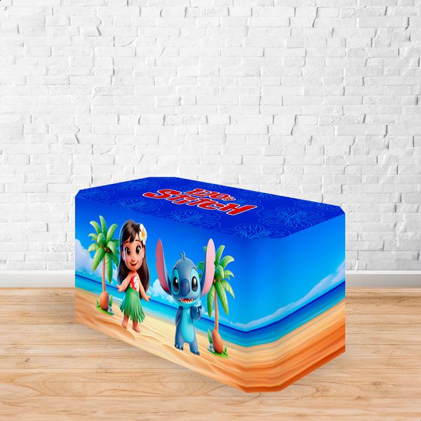Capa Decorativa para 2 Mesas Quadrada Sublimada Tema Lilo e stitch 5096