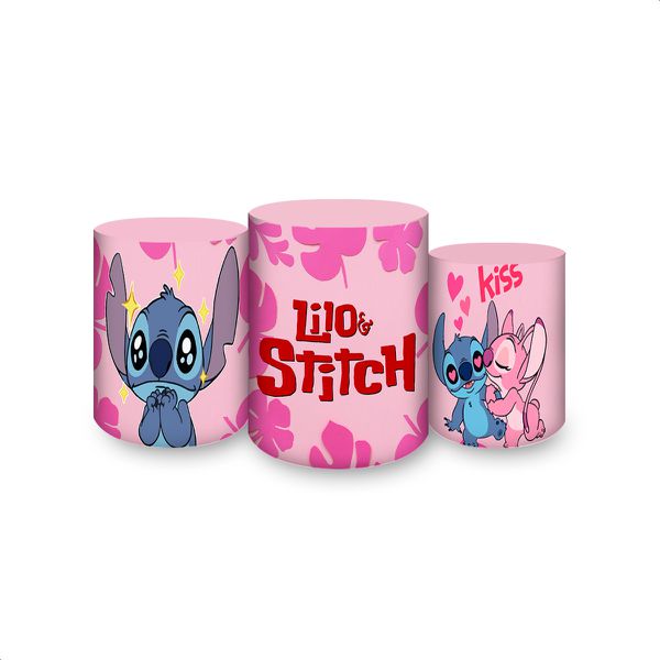 Trio Capas Cilindros Sublimados Tema Lilo e Stitch