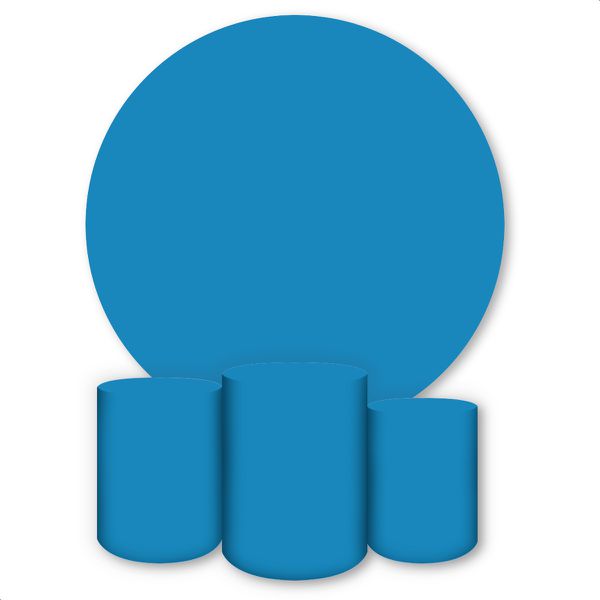 Capa Painel + Trio Capas Cilindros Sublimados Tema Azul Celeste Liso