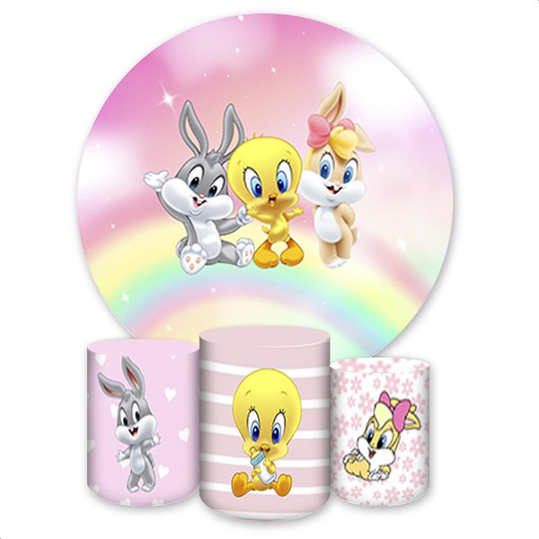 Capa Painel + Trio Capas Cilindros Sublimados Tema Looney Tunes 4000