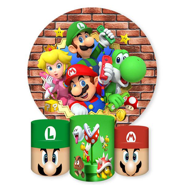 Capa Painel + Trio Capas Cilindros Sublimados Tema Mario Bros 740