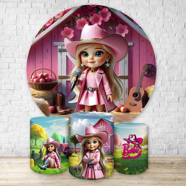 Kit Capa Painel + Trio Capas Cilindros Sublimados Tema Barbie Boiadeira 4636