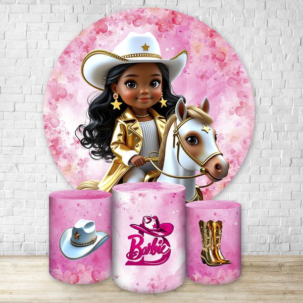 Kit Capa Painel + Trio Capas Cilindros Sublimados Tema Barbie Boiadeira 4638