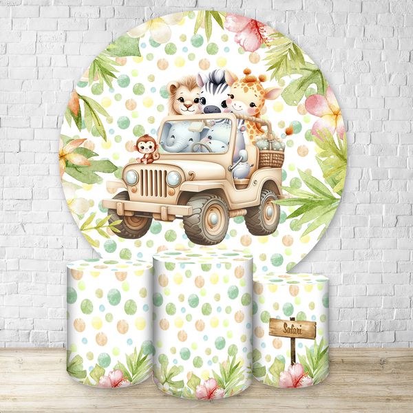 Kit Capa Painel + Trio Capas Cilindros Sublimados Tema Safari 4640