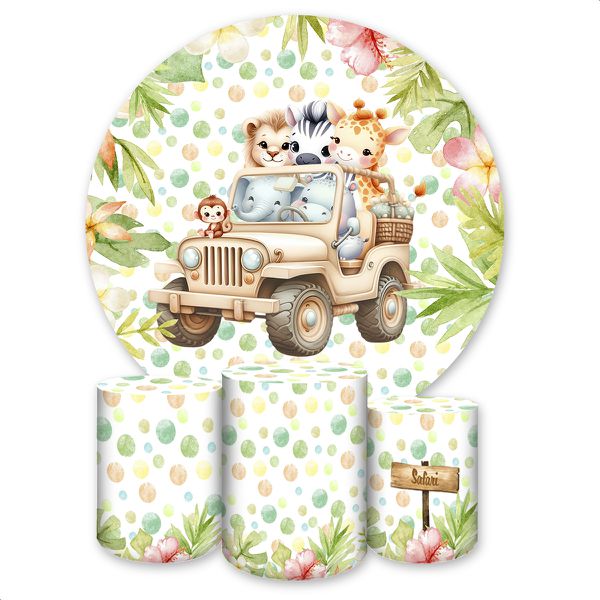 Kit Capa Painel + Trio Capas Cilindros Sublimados Tema Safari 4640