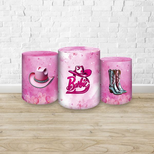 Trio Capas Cilindros Sublimados Barbie Boiadeira 4635
