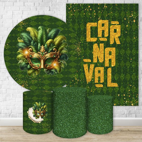 Kit 5 Peças Capa Redonda + Capa Retangular + Trio Capas Cilindros Sublimados Tema Carnaval 4625