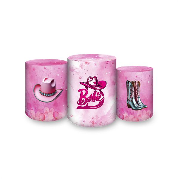Trio Capas Cilindros Sublimados Barbie Boiadeira 4635