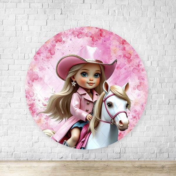 Capa Painel Redondo Sublimados Tema Barbie Boiadeira 4635