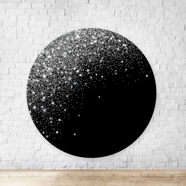 Capa Painel Redondo Sublimados Tema Glitter Preto 1125