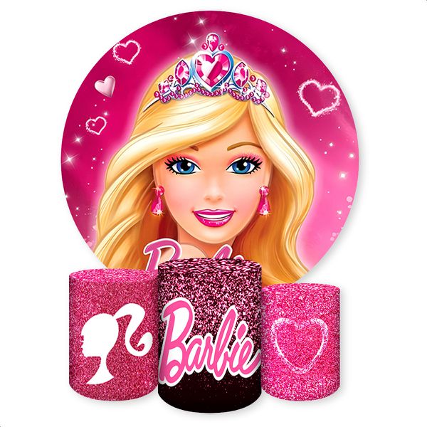 Capa Painel + Trio Capas Cilindros Sublimados Tema Barbie 1176