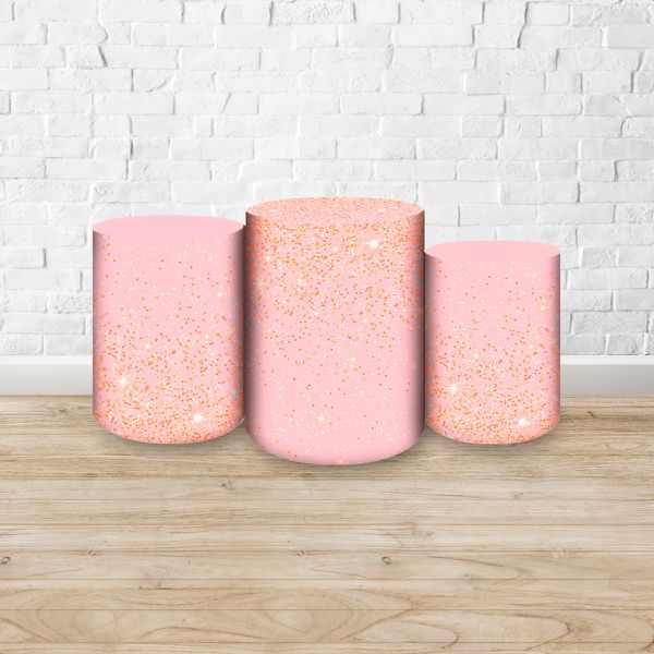 Trio Capas Cilindros Sublimados Glitter Rosa 2142